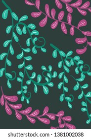 illustration of pink and green  leaf vector pattern for background
