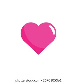 Illustration of a pink heart shape in flat style. Vector illustration