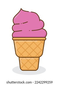 illustration of pink ice cream with cup, perfect for additional element in design, presentation and background