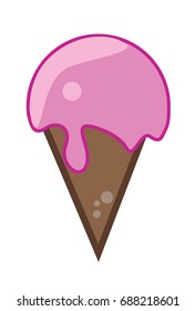 Illustration of pink icecream in sweet cone