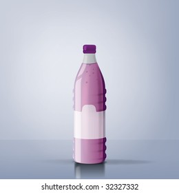 An illustration of a pink juice bottle with reflexions