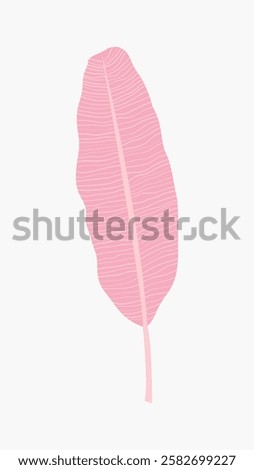  Illustration of a pink leaf with delicate lines. Pink leaf art, simple and elegant. Minimalist pink leaf design on a light background. Pink leaf decor. Vintage botanical vector illustration.