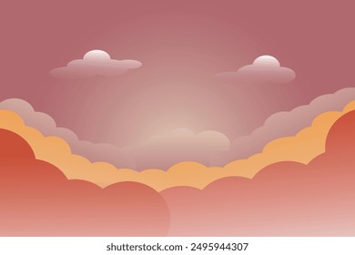 illustration of pink light sky autumn clouds