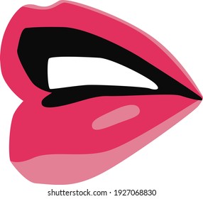 Ilustración de labios rosados. Plano. Vector