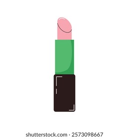 Illustration of Pink Lipstick with Green Tube