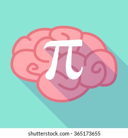 Illustration of a pink long shadow brain with the number pi symbol