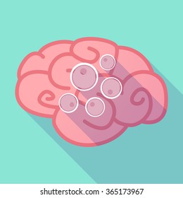 Illustration of a pink long shadow brain with oocytes