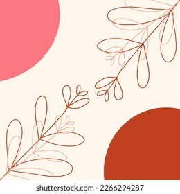 Illustration of a pink and maroon background with a leaf image