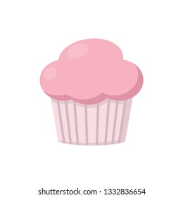 Illustration of a pink muffin on a white background