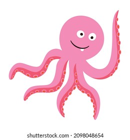 Illustration of a pink octopus with a cute shape