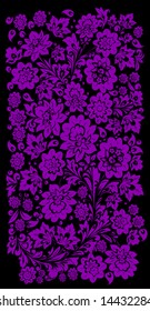 illustration with pink on black ornament background