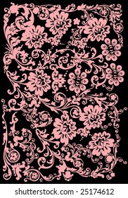 illustration with pink ornament on black background