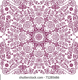 illustration with pink ornamental background