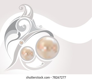 illustration with a pink pearls and gray curls