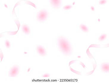 Illustration of pink petals and ribbons dancing in the wind
