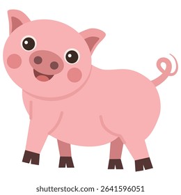 Illustration of a pink pig animal