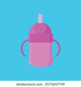 illustration of a pink plastic baby cup