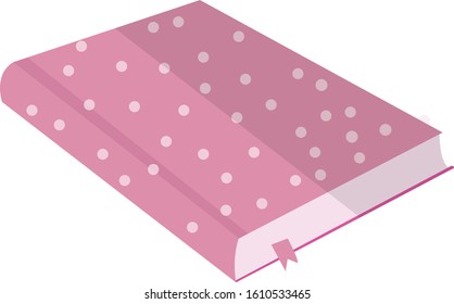 
Illustration with a pink polka dot book. icons, postcards, posters