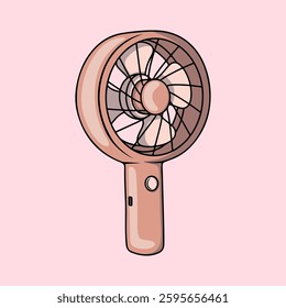 Illustration of pink portable mini fan