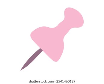 Illustration of a pink push pin isolated on a white background. Concept of office supplies, paper organization, stationery design, school item, Minimalist Design, Reminder Pin for Organization