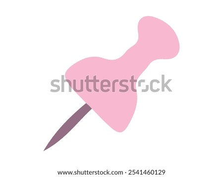 Illustration of a pink push pin isolated on a white background. Concept of office supplies, paper organization, stationery design, school item, Minimalist Design, Reminder Pin for Organization