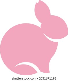 Illustration of pink rabbit using golden ratio circles