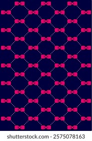 illustration of pink ribbon and dots pattern on dark blue background