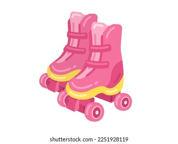 Illustration of pink roller skates.