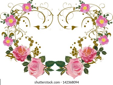 illustration with pink rose decoration