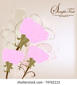illustration with pink roses