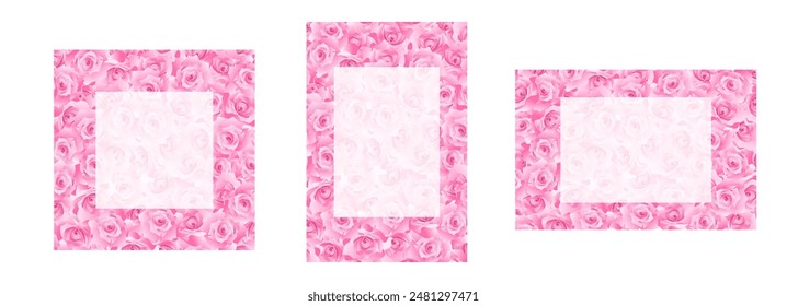 Illustration of pink roses spread out without any gaps