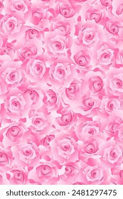 Illustration of pink roses spread out without any gaps