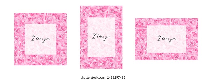 Illustration of pink roses spread out without any gaps