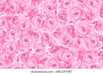 Illustration of pink roses spread out without any gaps