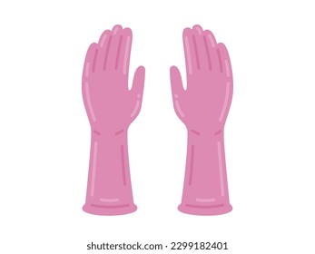 Ilustración de guantes de goma rosa para la cocina.