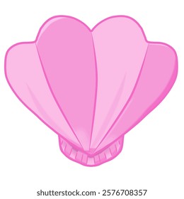 Illustration of a pink scallop, sea animal cartoon drawing vector
