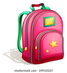 Illustration of a pink schoolbag on a white background