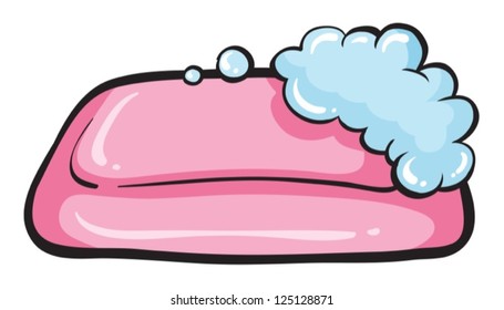 Illustration of a pink soap on a white background