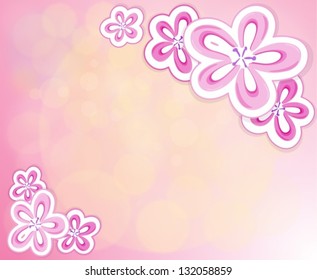 Illustration of a pink stationery with flowers
