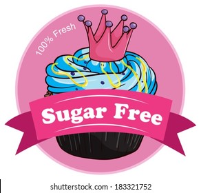 Illustration of a pink sugar free label on a white background