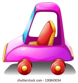 Illustration of a pink toy car on a white background