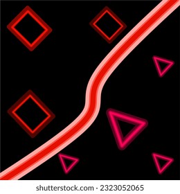 illustration of a pink triangle shape and a red rectangle with lines