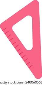 illustration of a pink triangular ruler, flat icon