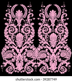 illustration with pink vertical design isolated on black background