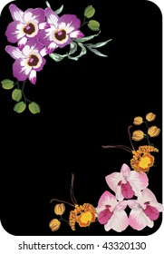 illustration with pink and violet orchid decoration