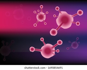 Illustration of pink virus like shape on holographic blue pink  background and space for write wording
