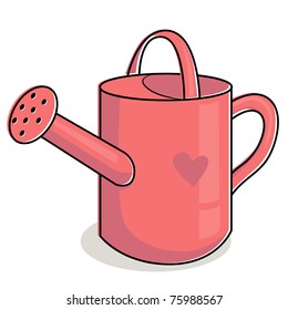 Illustration of pink watering can