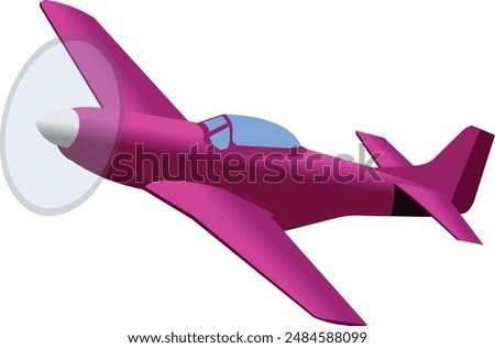 Illustration of a pink World War Two fighter plane seen from the side