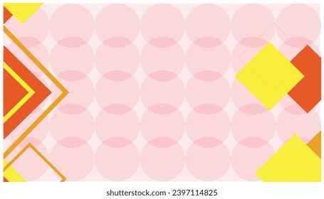 Illustration of a pink and yellow polka dot background with copy space. pink background with rhombus and gold ornament, Template abstract background design element