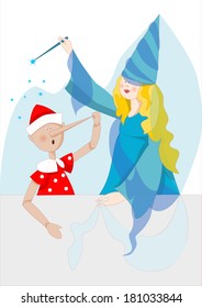 illustration of Pinocchio and the Blue Fairy